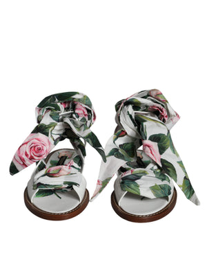 Multicolor Floral Print Ankle Wrap Sandalen Schuhe