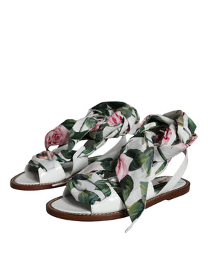 Multicolor Floral Print Ankle Wrap Sandalen Schuhe