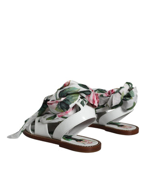 Multicolor Floral Print Ankle Wrap Sandalen Schuhe