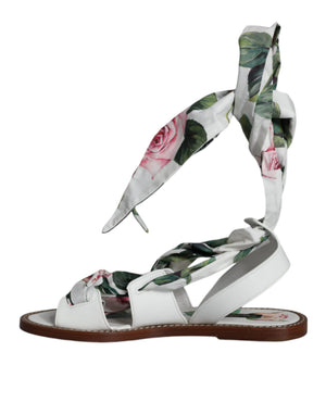 Multicolor Floral Print Ankle Wrap Sandalen Schuhe