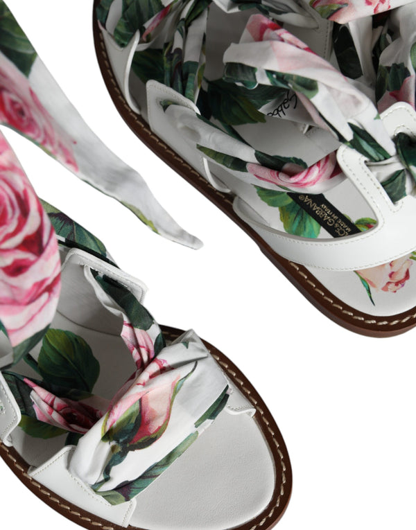 Multicolor Floral Print Ankle Wrap Sandalen Schuhe