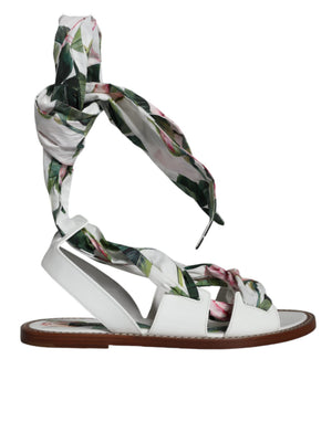 Multicolor Floral Print Ankle Wrap Sandalen Schuhe