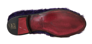 Lila Schafspelz Leder Loafers