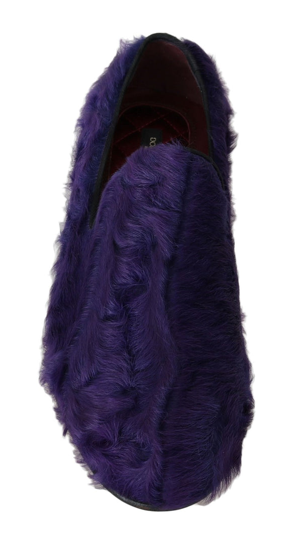 Lila Schafspelz Leder Loafers