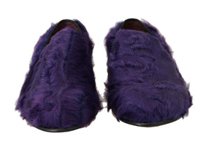 Lila Schafspelz Leder Loafers