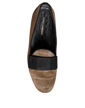 Braune Kalbshaar Leder Loafers Formelle Anzugschuhe