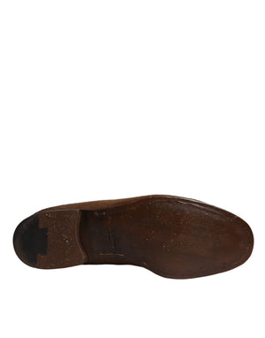 Braune Kalbshaar Leder Loafers Formelle Anzugschuhe