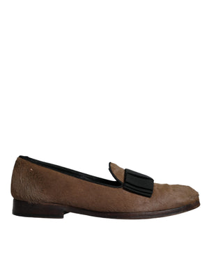 Braune Kalbshaar Leder Loafers Formelle Anzugschuhe