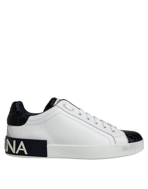 Black Leather Logo Portofino Sneaker Shoes