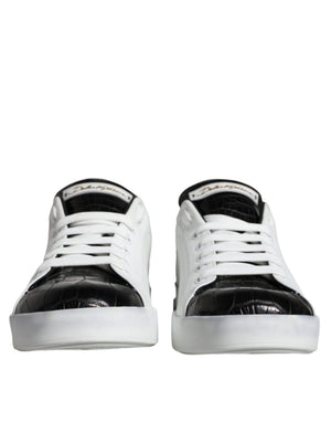 Black Leather Logo Portofino Sneaker Shoes