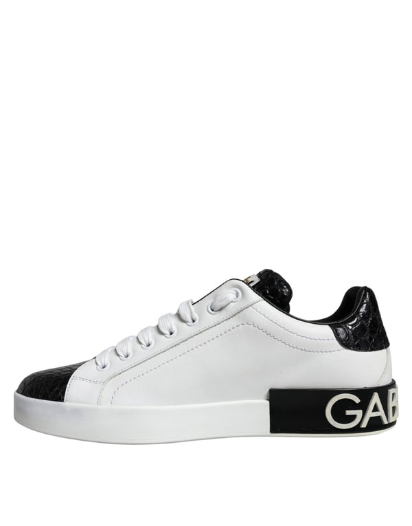 Black Leather Logo Portofino Sneaker Shoes