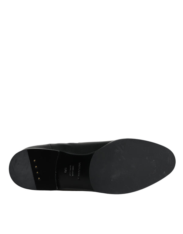 Schwarzes Leder Logo Mid Calf Stiefel Schuhe
