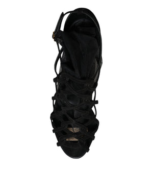 Schwarz Tüll Stretch Heels Sandalen Schuhe
