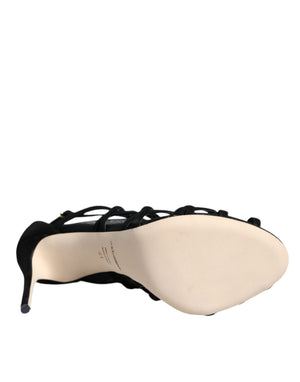 Schwarz Tüll Stretch Heels Sandalen Schuhe