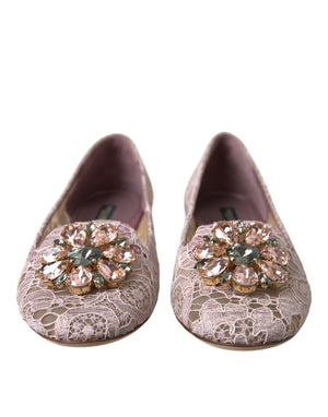 Rosa Spitze Kristall Ballett Flats Loafers Schuhe