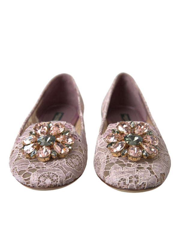 Rosa Spitze Kristall Ballett Flats Loafers Schuhe