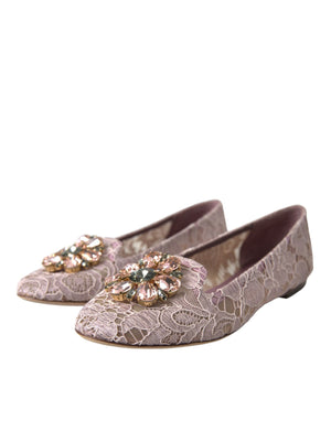 Rosa Spitze Kristall Ballett Flats Loafers Schuhe