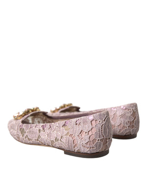 Rosa Spitze Kristall Ballett Flats Loafers Schuhe