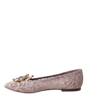 Rosa Spitze Kristall Ballett Flats Loafers Schuhe