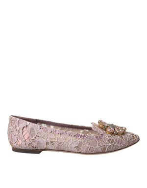 Rosa Spitze Kristall Ballett Flats Loafers Schuhe