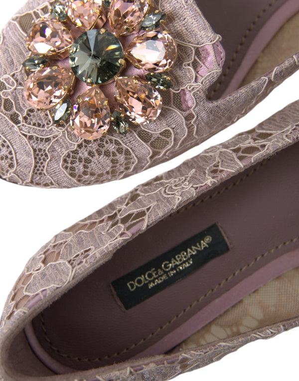 Rosa Spitze Kristall Ballett Flats Loafers Schuhe