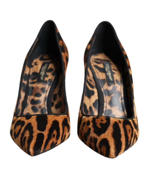 Braun Leopard Kalb Haar Heels Pumps Schuhe