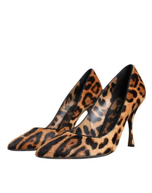 Braun Leopard Kalb Haar Heels Pumps Schuhe