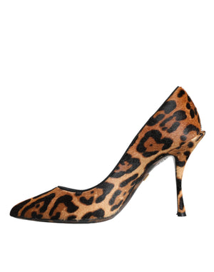 Braun Leopard Kalb Haar Heels Pumps Schuhe