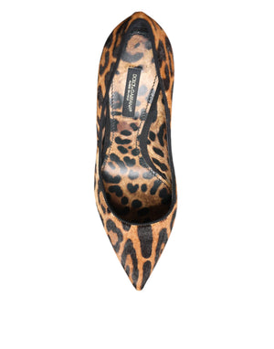 Braun Leopard Kalb Haar Heels Pumps Schuhe