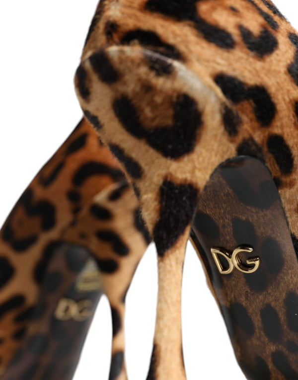 Braun Leopard Kalb Haar Heels Pumps Schuhe
