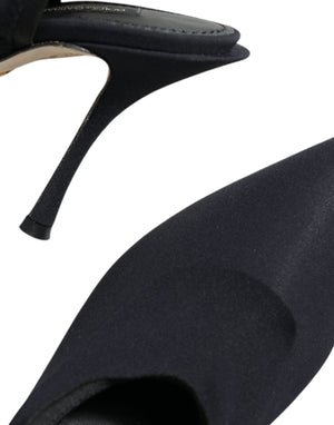 Schwarze Jersey Stretch Heels Slingback Schuhe