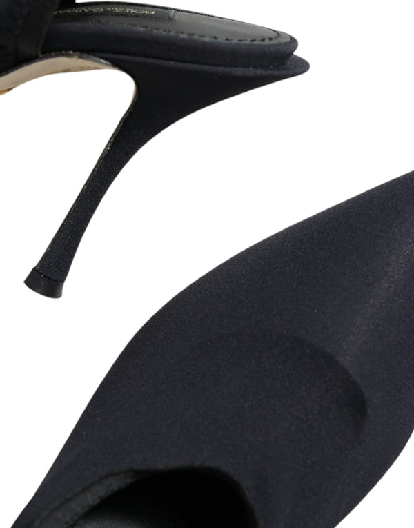 Schwarze Jersey Stretch Heels Slingback Schuhe