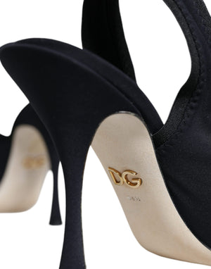 Schwarze Jersey Stretch Heels Slingback Schuhe