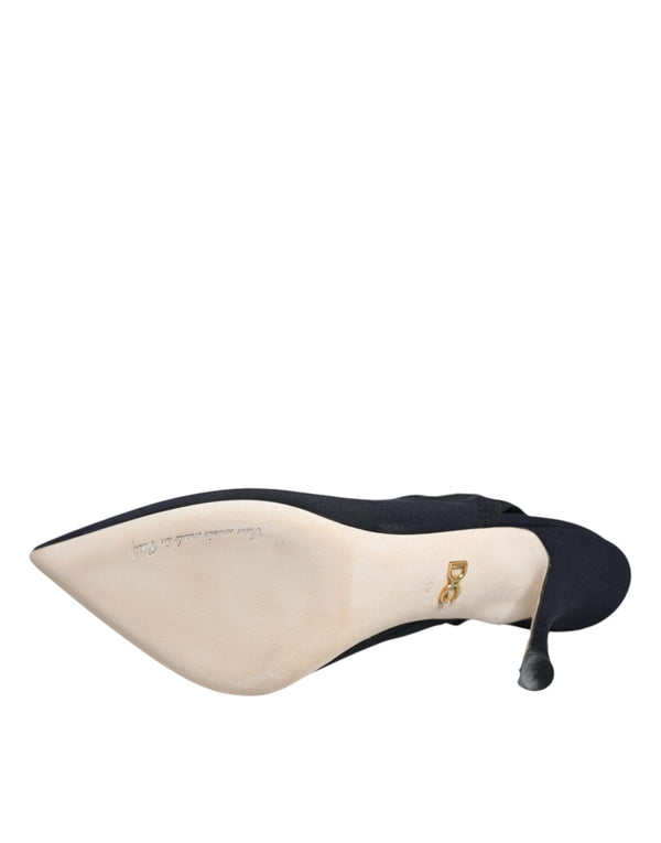 Schwarze Jersey Stretch Heels Slingback Schuhe