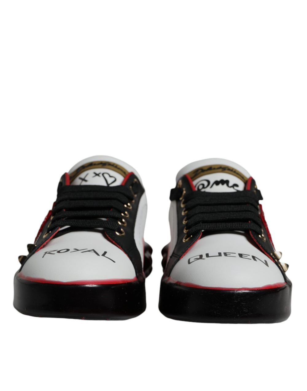 Weiß Rot Kristalle Leder Portofino Turnschuhe Schuhe
