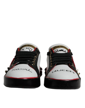 Weiß Rot Kristalle Leder Portofino Turnschuhe Schuhe