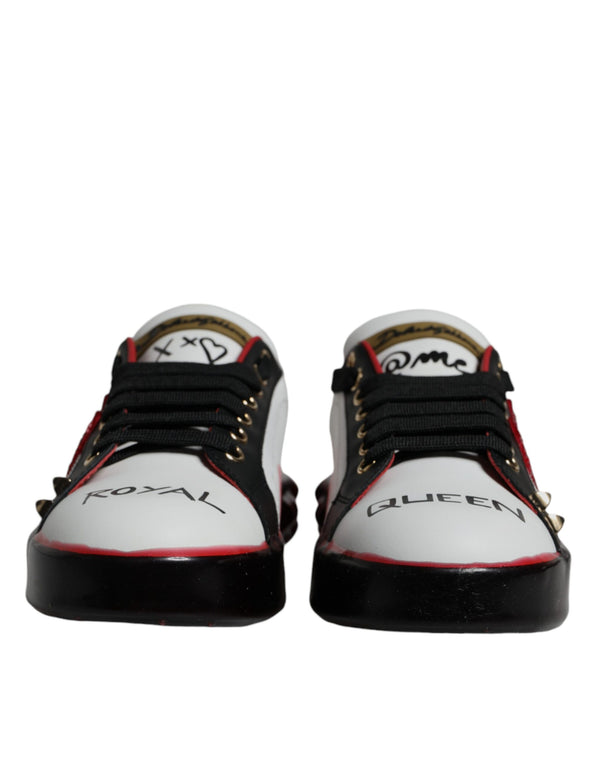 Weiß Rot Kristalle Leder Portofino Turnschuhe Schuhe