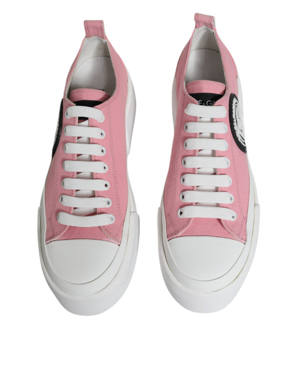 Rosa Weiß Canvas Logo Low Top Turnschuhe Schuhe