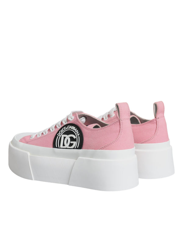 Rosa Weiß Canvas Logo Low Top Turnschuhe Schuhe