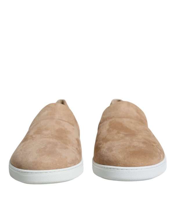 Beige Wildleder Kaiman Loafers Hausschuhe Schuhe