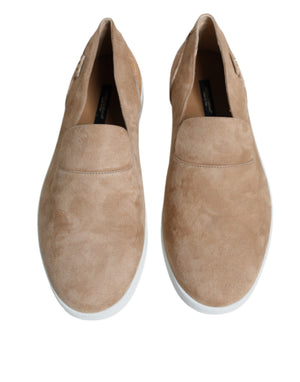 Beige Wildleder Kaiman Loafers Hausschuhe Schuhe
