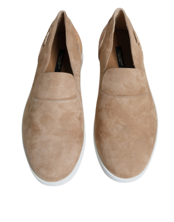 Beige Wildleder Kaiman Loafers Hausschuhe Schuhe