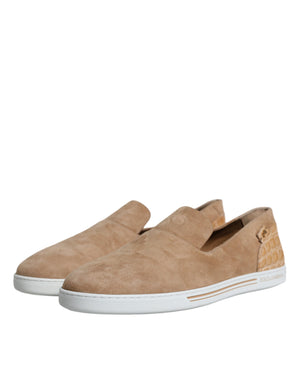 Beige Wildleder Kaiman Loafers Hausschuhe Schuhe