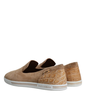 Beige Wildleder Kaiman Loafers Hausschuhe Schuhe