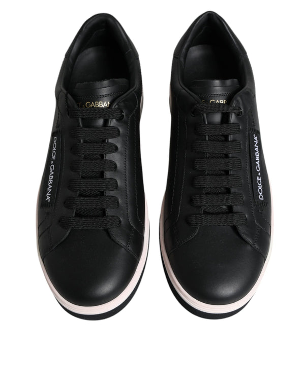 Schwarz Leder Low Top Männer Turnschuhe Schuhe