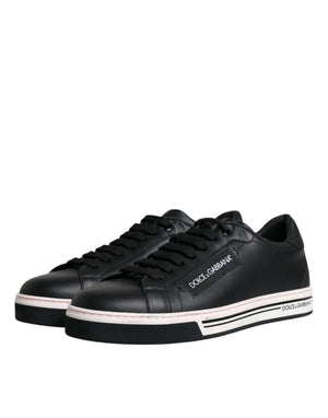 Schwarz Leder Low Top Männer Turnschuhe Schuhe