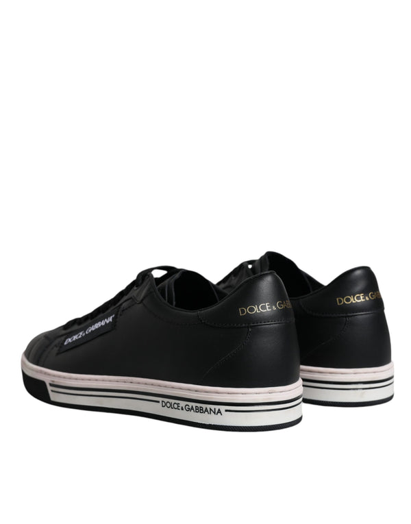 Schwarz Leder Low Top Männer Turnschuhe Schuhe