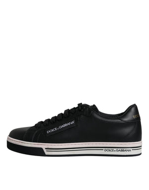 Schwarz Leder Low Top Männer Turnschuhe Schuhe