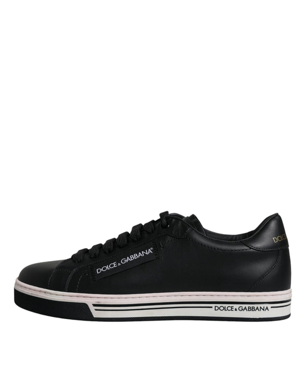 Schwarz Leder Low Top Männer Turnschuhe Schuhe