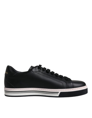 Schwarz Leder Low Top Männer Turnschuhe Schuhe